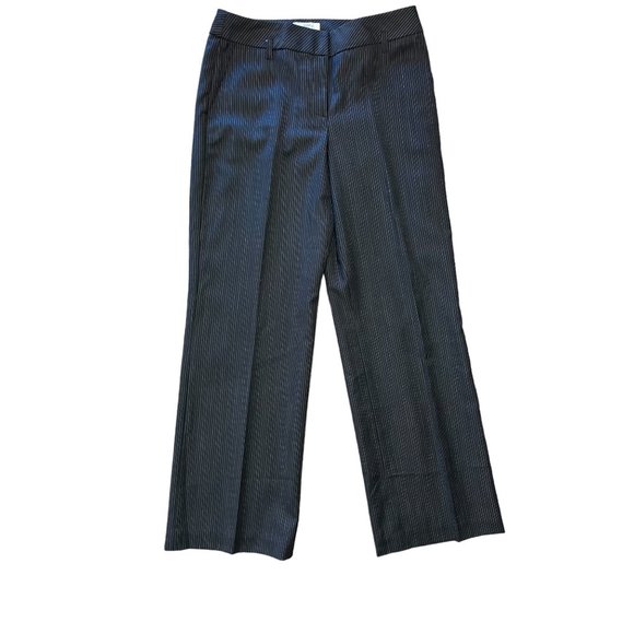 Loft Petites 4P Women’s Pants Trousers Black with Pin Stripes Wool Blend - Picture 1 of 10